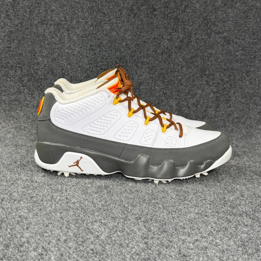 Jordan 9 Retro Low Golf Shoes Men's 10.5 US Open White‎ Grey Athletic Sneakers